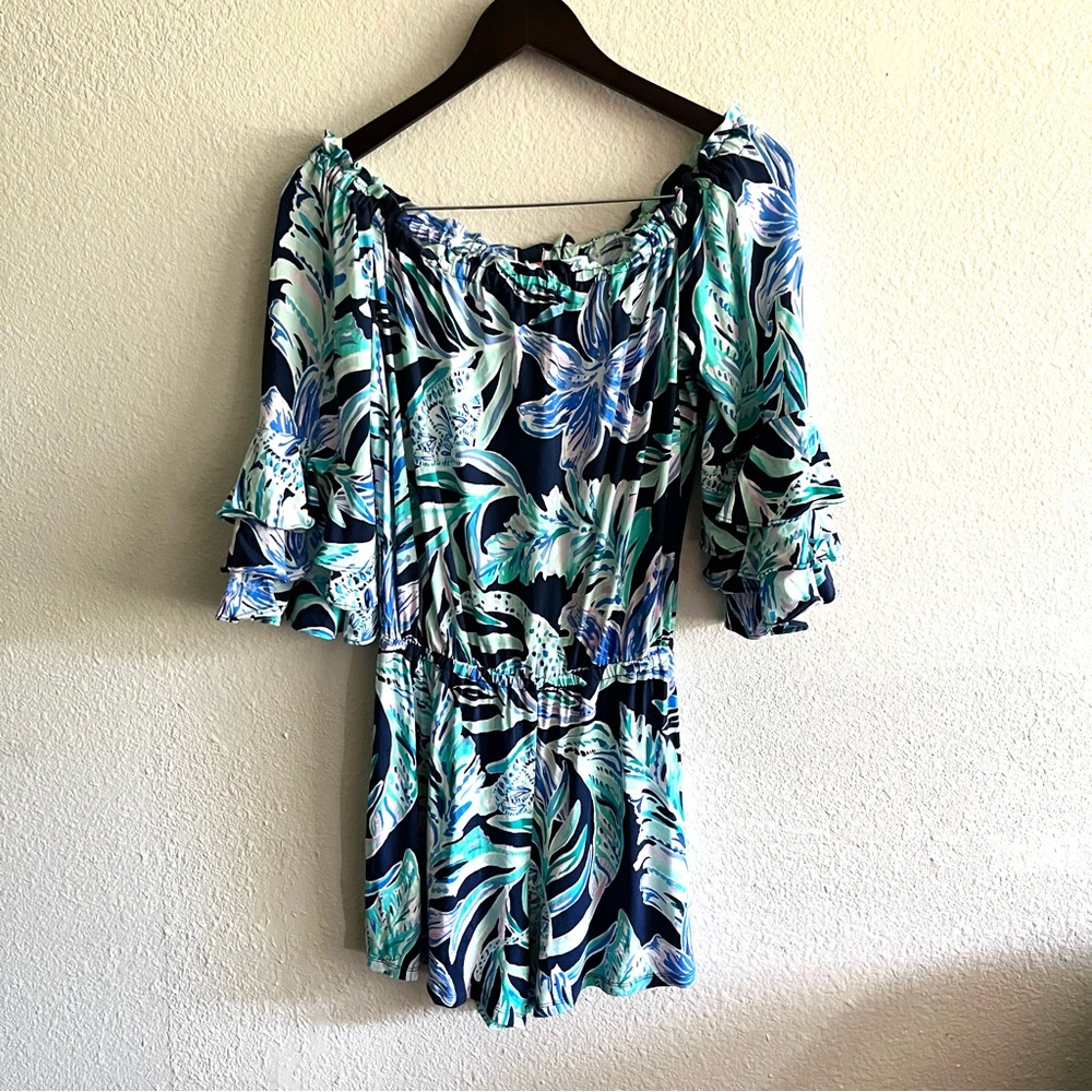 Lilly Pulitzer Calla Romper in Ready Set Gecko Size Small